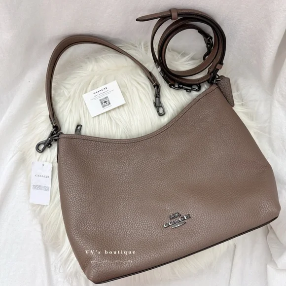 NWT Coach Laurel Shoulder Bag Soft Pebble Leather Dark Stone Taupe Brown CR148 - Picture 4 of 13